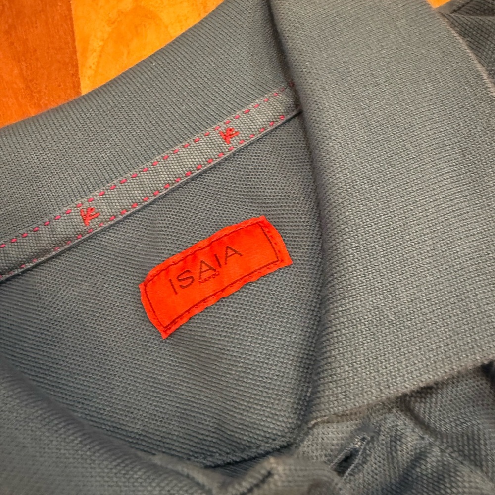 Isaia Slate Blue Polo Shirt with Embroidered Logo